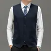 Suéter cárdigan de un solo botón para hombre Otoño/Invierno Chaleco de punto de color liso para hombre Chaleco de lana grueso sin mangas para hombre