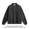Sudadera Bordada Americana con Cuello Henry para Hombre, Chaqueta de Terciopelo de Invierno Juvenil Holgada, Camisa Superior Retro Perezosa para Pareja