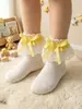 Calcetines de Encaje para Niñas Verano Finos Hasta la Pantorrilla Lazo de Encaje Estilo Lolita Coreano Calcetines para Pantorrilla de Bebé Niña Ballet