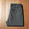 Pantalones de algodón sarga gruesa de alta gama para hombre, suaves y elásticos, con textura, para otoño e invierno, lavados, rectos, de estilo business casual