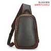 Bolso de Pecho para Hombre de Cuero Genuino de Moda, Bolso Cruzado Retro Europeo y Americano, Nuevo Bolso de Hombro Casual de Piel de Vaca de Primera Capa con Puerto USB