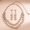 Pendientes Colgantes Redondos con Flor de Diamante Transfronterizos Europeos y Americanos Collar Cadena para Clavícula de Lujo Ligero Conjunto de Joyería de Estilo Palacio de Nicho