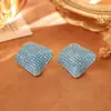 Pendientes cuadrados plisados de diseño moderno europeo y americano, sensación de lujo ligero y alta gama, pendientes geométricos únicos con circonita microincrustada