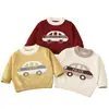 Suéter Pulóver de Dibujos Animados de Coche para Bebés Niños y Niñas, Camiseta de Punto Redonda para Bebé, Suave Top de Manga Larga para Niños Pequeños
