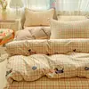 Conjunto de Quatro Peças em Algodão Escovado 100% Classe A Quente e Fresco Conjunto de Roupa de Cama Espesso Super Macio Algodão Puro Conjunto de Quatro Peças