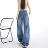 Jeans de Mujer Estilo Nuevo con Hebilla Parisina, Cintura Ajustable, Tiro Alto, Corte Holgado, Pierna Ancha, Adelgazantes, Versátiles, Pantalones Largos hasta el Suelo