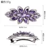 Presilha de Flor com Cristais Incrustados, com Strass Azul e Roxo, Presilha de Cabelo para Parte de Trás da Cabeça, Estilo Levemente Luxuoso, Presilha para Cabelo Meio Preso, Acessório de Cabelo Exquisito