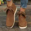 Botas femininas curtas plus size, novo modelo outono/inverno 2026, com costura, bico redondo, cadarço frontal, estilo britânico, com aumento interno de altura