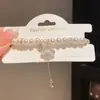 Pulseira de Rede Azul Dourada com Flor de Vidro Pérola Zircônia Brilhante Pulseira Elegante de Luxo Leve Joia de Mão Versátil da Moda