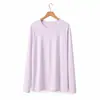 Suministro Directo desde la Fuente: 26 Otoño Talla Grande Camiseta Básica de Mujer Estilo Mamá Alta Elasticidad Adelgazante Cuello Redondo, Fabricación OEM Personalizada de Fábrica