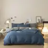 Nantong Textiles para el Hogar Clase A Estilo Ins Simple Color Sólido Dos Tonos Algodón Lavado Juego de Cuatro Piezas Ropa de Cama para Dormitorio de Estudiantes Funda de Edredón Juego de Tres Piezas