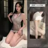 Nueva Lencería de Alta Gama Tentación Provocativa de Encaje Transparente con Escote Profundo que Cubre la Cadera Bata Sexy Uniforme Sexy