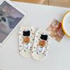 Calcetines de Oso tridimensional con flocado para mujer, calcetines cortos finos de lunares para primavera y verano, estilo universitario, lindos dibujos animados, calcetines de barco de tres osos