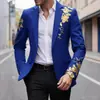 2026 Amazon Primavera Novo Tamanho Europeu Masculino Estampa Paisley Dourada Masculino Casamento Casual Slim Fit Terno