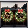 Guirnalda de Campanas Navideñas Pegatina de Vidrio Estático Lazo Rojo Pegatina Decorativa para Ventanas para Tiendas