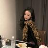 Retro Hong Kong Estilo Atmosfera Fangyuan Mesmo Estilo Sexy Leopard Print Lenço De Seda Dupla Face Impresso Turbante Lenço Cachecol Xale