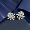 Brincos Novos Tangjia Transfronteiriços, Modernos e Luxuosos, Pérolas Pequenas Cheias de Diamantes, Letras Duplo t, Brincos Geométricos de Losango