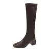 Botas Altas 2025 Nuevo Estilo Coreano Modernas Botas de Caña Alta Ajustadas con Tacón Alto Cremallera Trasera Botas por Encima de la Rodilla