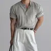 Camiseta de Manga Corta de Punto con Cuello Henry Ajustada para Hombre, Nuevo Estilo Verano 2025, Camiseta Versátil Madura para Negocios Casual