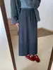 Falda Larga Recta de Cintura Media Alta Elasticidad con Abertura en el Dobladillo Gruesa Nueva Otoño e Invierno 2025 Elegante Versátil para Mujer
