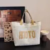 Bolso de mano de moda grande y casual con estampado de letras, nuevo bolso de hombro cruzado tejido de verano 2026
