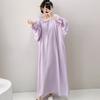 Pijama de seda de color liso estilo zen para mujer, novedad primavera-verano 2025, de manga larga, holgado, de algodón y seda, para el hogar, talla grande