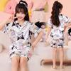 Pijama Infantil de Seda de Gelo Verão Conjunto de Roupa de Casa para Meninas Fino Meninos Manga Curta Shorts Roupa para Ar Condicionado Pijama Infantil