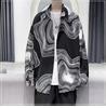 Camisa com Estampa de Padrão Abstrato Caimento Masculina Estilo Coreano Solta Casual Personalizada Duffian Bonita Manga Longa Estampada Tendência