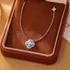 Popular Collar de Trébol de Cuatro Hojas de Zircón Azul Nicho Moda de Lujo Ligero Temperamento Versátil Exquisita Cadena para Clavícula Venta al por Mayor