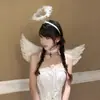 Asas de anjo infantis e adultas para Halloween, adereços de asas de pena para palco, adereços de asas para o Dia das Crianças e Halloween atacado