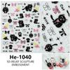 Redanco Nuevos Pegatinas para Uñas de Gatito Negro de Dibujos Animados Famosas en Internet con Relieve 5D Pegatinas de Uñas Tridimensionales He-1040