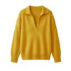 26 Novidade Outono/Inverno Suéter de Lã Escovada Lã Cashmere Seda Engrossado Gola POLO Estilo Old Money Suéter de Lã