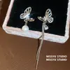 Encantadores Pendientes de Borla de Zircón Mariposa con Perla Diseño Asimétrico Pendientes de Moda Lujo Ligero Pendientes de Gama Alta