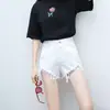 Shorts de Mezclilla de Verano Finos Estilo Ins para Mujeres Gorditas Chicas Nuevos Talla Grande Sueltos Celebridad Cibernética Línea A Rasgados Rugosos Pierna Ancha Pantalones Cortos