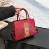 Outono 2024 Nova Bolsa Clutch Casual All-match Crossbody Bolsa Cor Sólida Crocodilo Texto Pequena Bolsa Quadrada para Mulheres