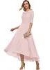 Vestido de Festa Formal Elegante com Aplicação de Renda Meia-Manga Chiffon Vestido de Noite para Convidados de Casamento