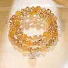 Pulsera de Hilo para Mano de Mujer con Cuentas de Cristal de Ágata Corazón de Caramelo Apilable Multicapa Lujo Ligero Nicho Exquisito Temperamento Sensación de Gama Alta Joyería de Mano