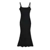 Vestido camisola sexy e estiloso para mulheres, estilo de nicho de verão, camada interna elástica, vestido longo sereia que afina a cintura