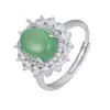 Silver City S925 Prata Esterlina Calcedônia Verde Natural Girassol Colar Brinco Anel Feminino Novo Estilo Chinês Moda Nacional Joias de Jade