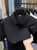 Camisa de Verano Sin Costuras de Manga Corta para Hombre, Delgada, Transpirable, Camisa de Color Sólido, Casual de Negocios, Ropa para Hombre de Manga Media de Seda de Hielo, Estilo Popular