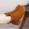 Comercio Exterior Talla Grande Botines 2024 Otoño e Invierno Nuevos Británicos Color Puro Botas de Gamuza Punta Afilada Tacón Cuadrado Tacón Medio Botas de Mujer