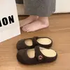 Pantuflas Mary Jane de Algodón con Velcro Casual 2026 para Mujer Suaves Nueva Correa Única Punta Redonda Otoño Invierno Versátiles Estilo Coreano