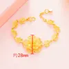 Pulseira Flor de Rosa Banhada a Ouro Puro 999, Joia de Mão Estilo Étnico com Filigrana Oca Banho de Ouro Imitação Vietnamita para Mulheres