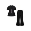 Elegante Conjunto de Duas Peças com Casaco Estilo Commuter e Calça Levemente Flare, Estilo Europeu e Americano, High-End Transfronteiriço Elegância Francesa com Cintura Marcada
