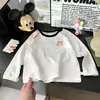 Camiseta Infantil de Algodão Puro Manga Longa Camiseta Básica Infantil de Algodão Puro 100% Algodão Estampa de Letras Classe A Peça Única Dropshipping