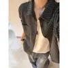 Camisa de Espiga Rayada Unisex Versátil de Gama Alta Estilo Japonés Cuello de Solapa Holgada para Pareja Chaqueta de Manga Larga Top Casual