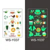 Adesivos de tatuagem de São Patrício à prova d'água verde fluorescente tatuagem temporária descartável infantil adesivos luminosos irlandeses