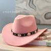 Chapéus de Cowboy para Homens e Mulheres, Chapéus de Feltro com Aba Enrolada, Chapéus de Lã Europeus e Americanos, Estilo Artístico, Aba Grande, Aba Larga, Retrô Artístico