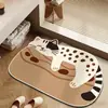 Alfombrilla de baño para la riqueza y la prosperidad, Alfombrilla de suelo para baño con temática de gato, Alfombrilla absorbente antideslizante de tierra de diatomeas para la entrada del baño, Diseño irregular de dibujos animados, Resistente a la suciedad