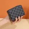 Novo design de padrão vintage, popular porta-cartões sanfonado com ferragem de elemento M e zíper duplo, conveniente para armazenamento de cartões, grande capacidade
